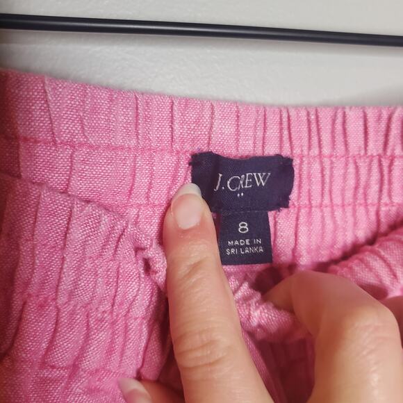 J.Crew Factory Linen-Cotton Drawstring Pant Pink Linen Cotton Blend Women's 8 - Picture 5 of 15